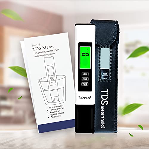 [Australia - AusPower] - TDS Meter 3 in 1 - Professional Digital Water Tester, Temperature Meter & EC Meter - Accurate and Reliable PPM Meter with LCD Backlight, 0-9999 ppm, Prefect for Drinking Water, Hydroponics by Vicreek 