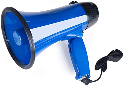 [Australia - AusPower] - MyMealivos Portable Megaphone Bullhorn 20 Watt Power Megaphone Speaker Voice and Siren/Alarm Modes with Volume Control and Strap (Blue)… 