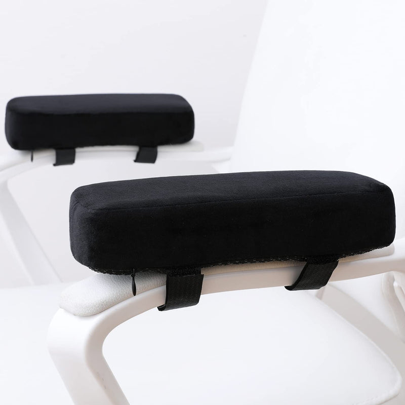 [Australia - AusPower] - LargeLeaf Extra Thick Chair armrest Cushions Elbow Pillow Pressure Relief Office Chair Gaming Chair armrest with Memory Foam armrest Pads 2-Piece Set of Chair (Black) X-Large (Pack of 2) Black 