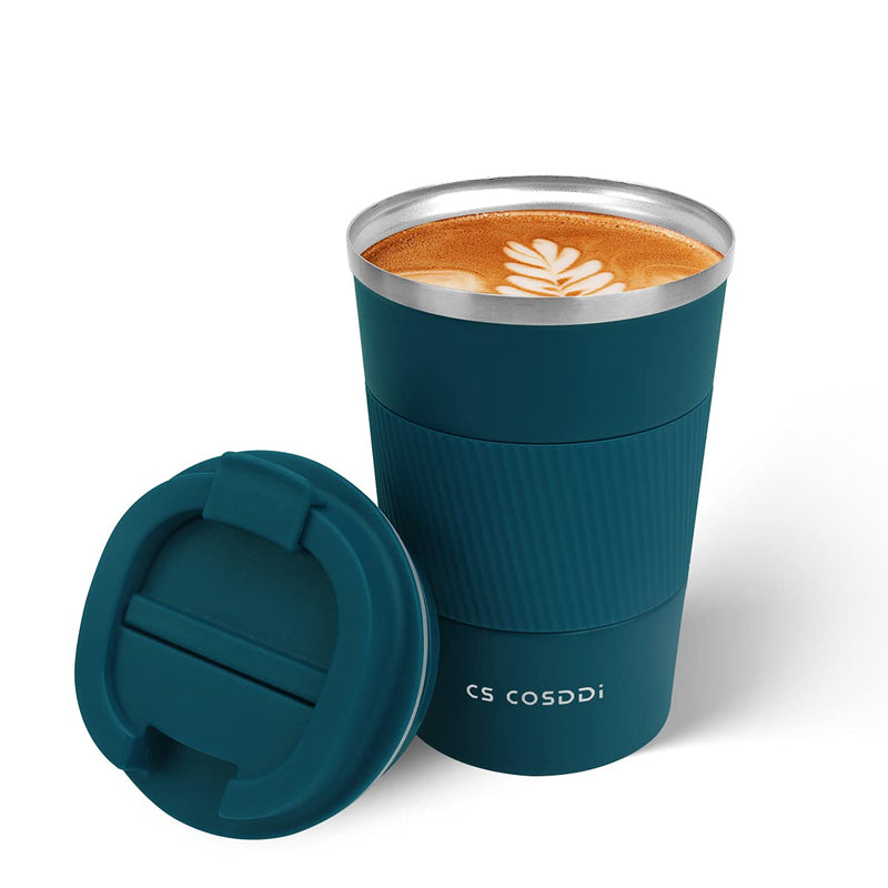 [Australia - AusPower] - CS COSDDI Travel Mug 12oz - Vacuum Insulated Coffee Travel Mug Spill Proof with Leakproof Lid - Double Walled Reusable Tumbler Cups for Keep Hot/Ice Coffee,Tea and Beer(Aquamarine) Aquamarine 