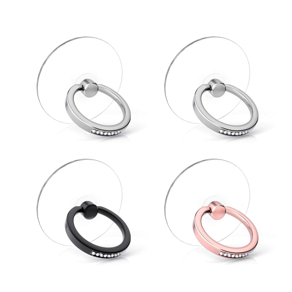 [Australia - AusPower] - Cell Phone Ring Holder Stand, Upgraded Transparent Phone Ring Holder 360 Rotation Finger Ring Kickstand Phone Ring Grip(2Silver+Black+Rose Gold) 2Silver+Black+Rose Gold 