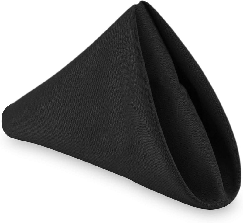 [Australia - AusPower] - PLOYMONO Black Heavy Duty Cloth Napkins - 17 x 17 Inch Solid Washable Polyester Dinner Napkins - Set of 8 Napkins with Hemmed Edges - Great for Weddings, Parties, Banquets Dinner & More 