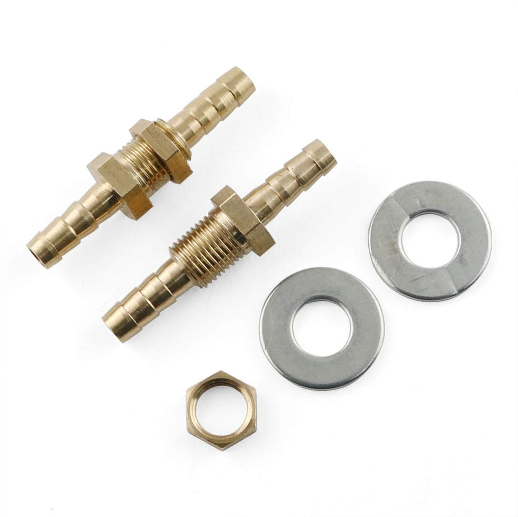 [Australia - AusPower] - E-outstanding Straight Barbed Connector 2PCS 1/4Inch ID Hose Barb Bulkheads Hex Union Brass Barbed Fitting Connectors with Flat Washer 