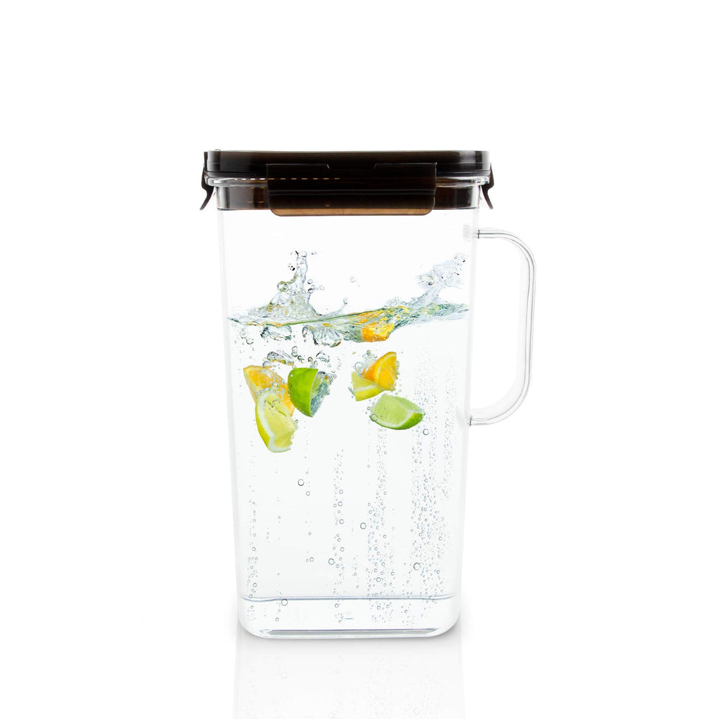 [Australia - AusPower] - LocknLock Fridge Door Water Jug Pitcher with Handle BPA Free Tritan with Flip Top Lid Perfect for Making Teas and Juices, 1.6 Quarts/50 Ounce, Black,ABF738 