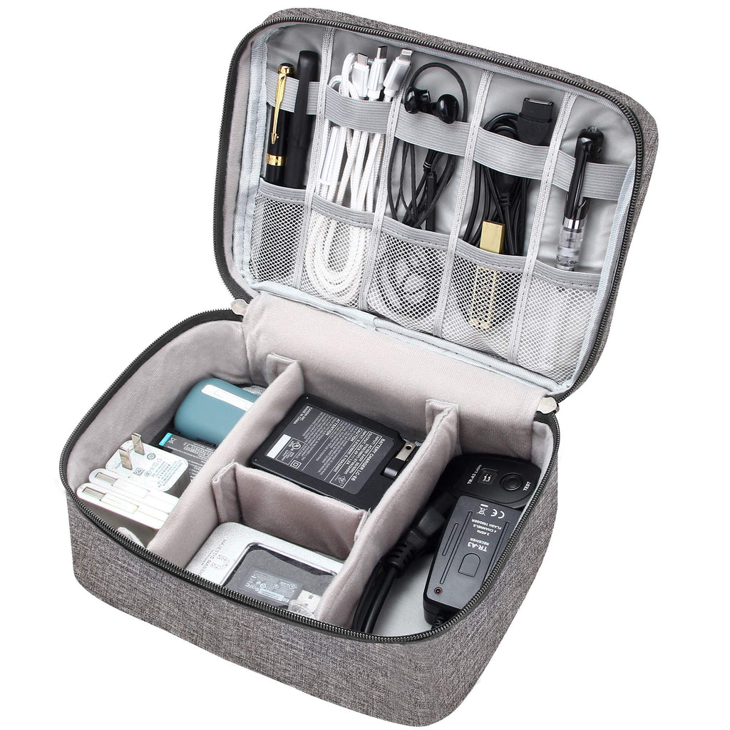 [Australia - AusPower] - Electronics Organizer Travel Universal Cable Organizer Bag Waterproof Electronics Accessories Storage Cases for Cable, Charger, Phone, USB, SD Card, Hard Drives, Power Bank, Cords Grey 