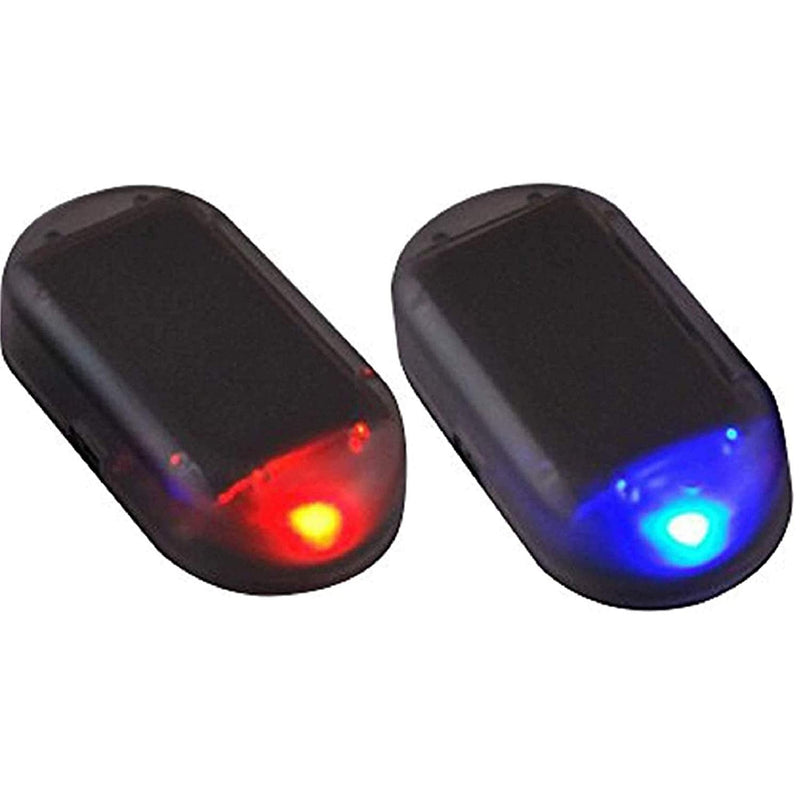 [Australia - AusPower] - 2 Pack Car Solar Power Simulated Dummy Alarm Warning Anti-Theft LED Flashing Security Light Fake Lamp (Blue + Red) 