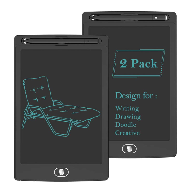 [Australia - AusPower] - [2 Pack] TIQUS LCD Writing Tablet Pad 8.5 Inch Ewriter Electronic Board and MeMO Notes for and Adults at Home and Office Middle Stylus (Black) 