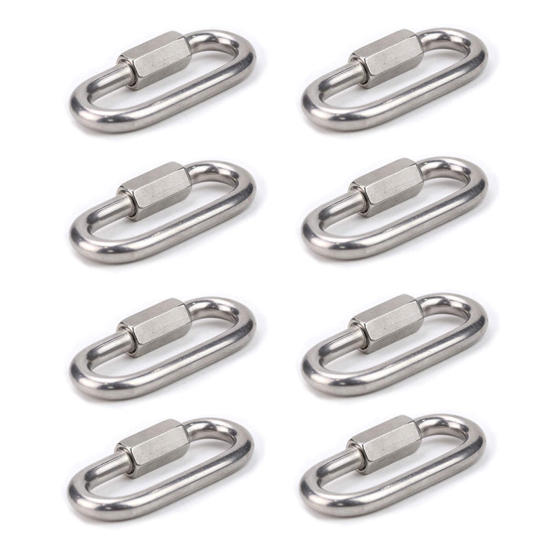 [Australia - AusPower] - 304 Stainless Steel Quick Link Chain Connector M6 1/4 Inch 8Pack Heavy Duty D Shape Locking Chain Connector for Birdcage Hook Camping and Outdoor Equipment Hammock Keychain Buckle Link 