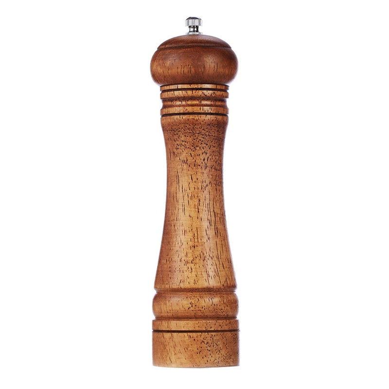[Australia - AusPower] - Wood Pepper Grinder Pepper Mill,Adjustable Coarseness Wooden Peppermill, Ceramic Grinding Mechanism Salt Mill Refillable - 8inch (1 Pack) 