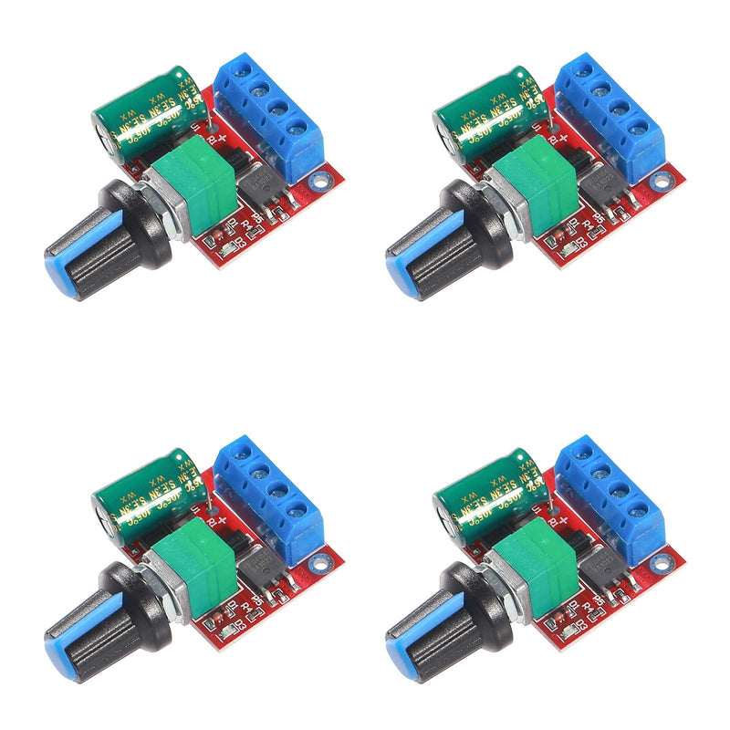 [Australia - AusPower] - 4PCS 5A 90W PWM DC Motor Speed Controller, Adjustable DC 4.5V-35V Driver Motor Speed Regulator Built-in LED Indicator with Speed Control Knob 
