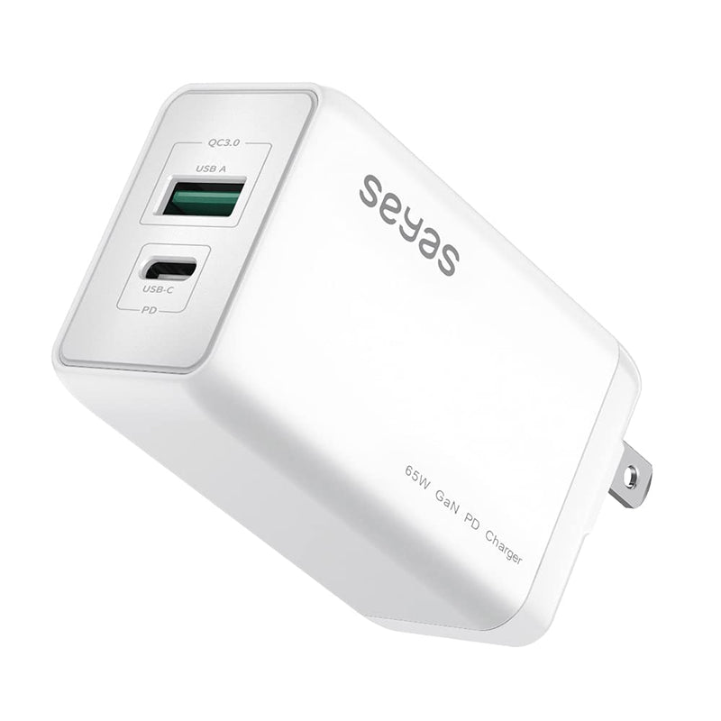 [Australia - AusPower] - USB C Charger, Seyas 65W Fast Charger Power Delivery 3.0 GaN Tech Wall Charger Foldable Power Adapter PD Charger for iPhone/MacBook/iPad/Airpods/Pixel/Galaxy/Switch and More, White 65W-White 