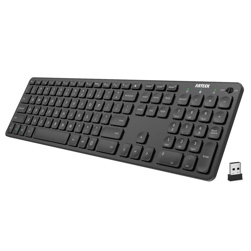 [Australia - AusPower] - Arteck 2.4G Wireless Keyboard Ultra Slim Full Size Keyboard with Numeric Keypad and Media Hotkey for Computer/Desktop/PC/Laptop/Surface/Smart TV and Windows 10/8/ 7 Built-in Rechargeable Battery 