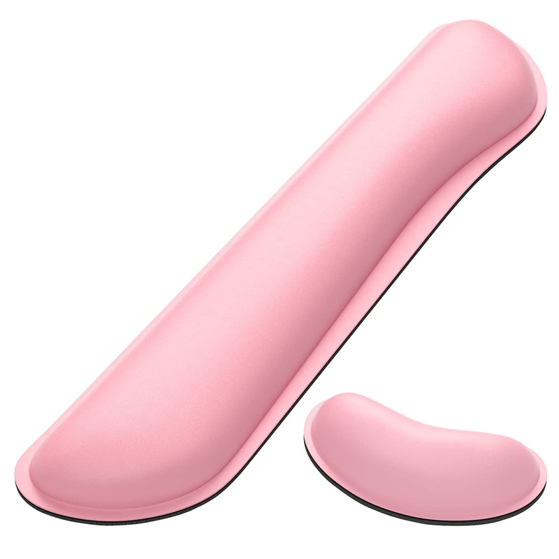 [Australia - AusPower] - DAPESUOM Keyboard Wrist Rest Pad, Mouse Wrist Rest Support, Ergonomic Mouse Pad, Upgrade Cleanable PU Leather Keyboard Wrist Pillow Rest Pad, Widened Memory Foam Set, Easy Typing, Pain Relief, Pink 