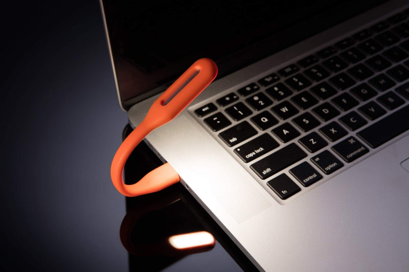 [Australia - AusPower] - Schatzii | LED Laptop & Reading Light | High Intensity LED Light Powered by Any 2.0 & 3.0 USB Port on Laptop - No Batteries Needed | Adjustable & Bendable Light | Orange 