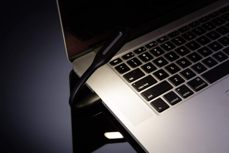 [Australia - AusPower] - Schatzii | LED Laptop & Reading Light | High Intensity LED Light Powered by Any 2.0 & 3.0 USB Port on Laptop - No Batteries Needed | Adjustable & Bendable Light | Black 