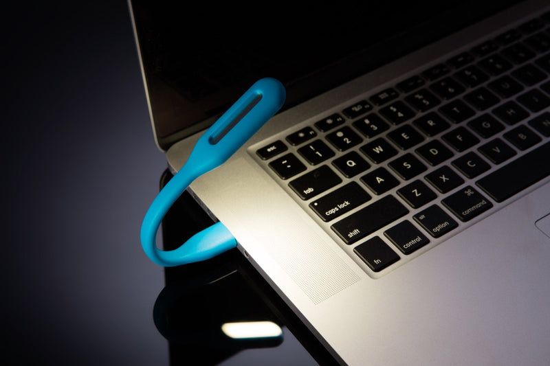 [Australia - AusPower] - Schatzii | LED Laptop & Reading Light | High Intensity LED Light Powered by Any 2.0 & 3.0 USB Port on Laptop - No Batteries Needed | Adjustable & Bendable Light | Blue 