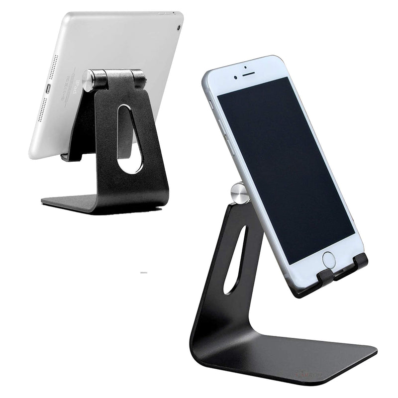 [Australia - AusPower] - Carroo Cellphone Holder, Black Mobile Stand, Compatible with Most Phones and Tablets, Adjustable Viewing Angle and Comfortable Height, with Rubber Pads for Stability, 1 Pc. Per Pack 