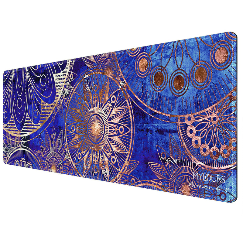 [Australia - AusPower] - Mydours Extended Gaming Mouse Pad (47.2x15.7 in), Large Non-Slip Rubber Base Mousepad with Stitched Edges Keyboard Mouse Mat Desk Pad for Work, Game, Office, Home Blue Flower 