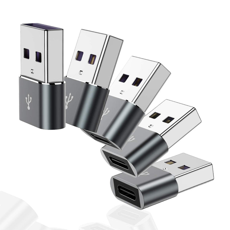 [Australia - AusPower] - USB C Female to USB Male Adapter 5 Pack,Type C to A Charger Cable Adapter for iPhone 11 12 Mini Pro Max,Airpods iPad,Samsung Galaxy Note 10 S20 Plus 20 FE Ultra,Google Pixel 5 4 4a 3 3A 2 XL,S21 21 