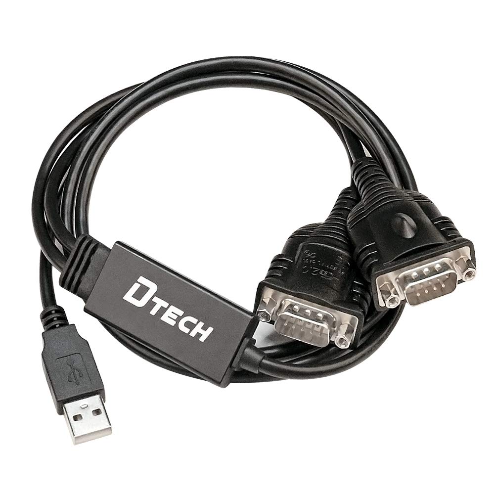 [Australia - AusPower] - DTECH Dual Serial to USB RS232 Adapter Cable with FTDI Chip FT232 RS-232 COM Port Expansion Compatible with Windows 11 10 8 7 XP Mac Linux 2 port 