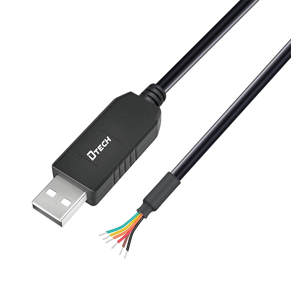 [Australia - AusPower] - DTECH USB to UART TTL Serial 3.3V Adapter Cable 6 Wire End with FTDI Chip FT232 TX RX Signal for Windows 11 10 8 7 XP Vista (6ft, Black) 3.3V -6 wire end 