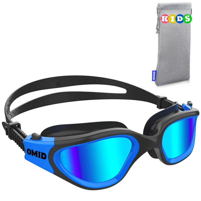 [Australia - AusPower] - Kids Swim Goggles, OMID Comfortable Polarized Anti-Fog Swimming Goggles Age 6-14 A0-polarized Blue 