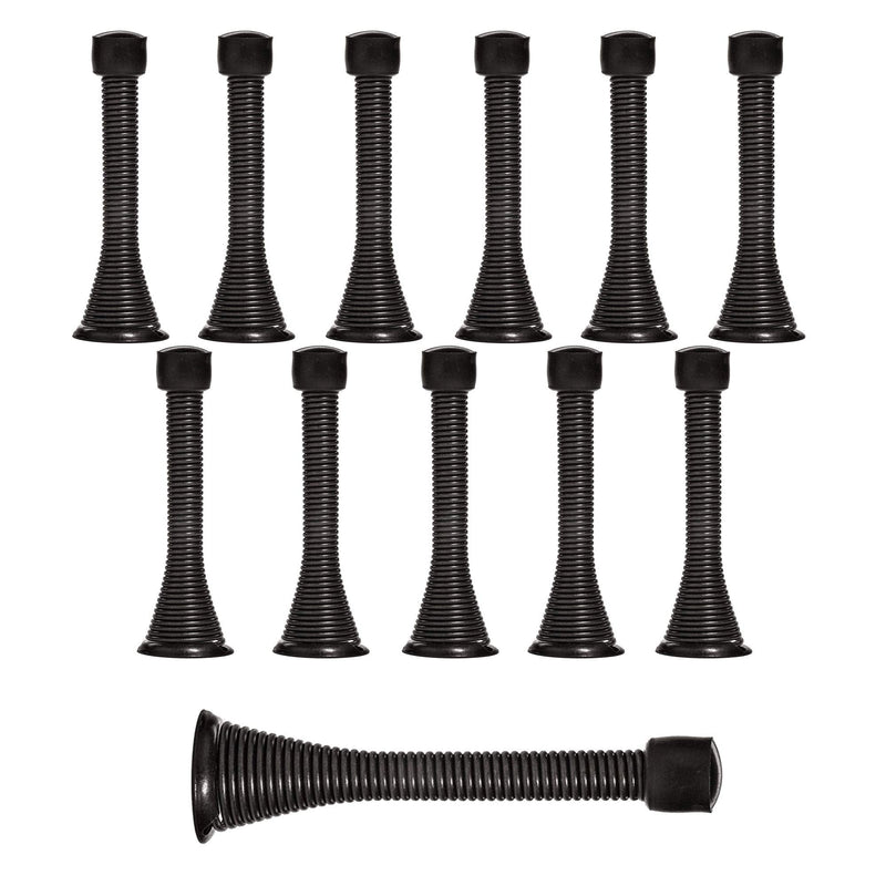 [Australia - AusPower] - KISEER 12 Pack Spring Door Stops 3 1/4" Flexible Heavy Duty Spring Door Stopper with RustProof Screw Rubber Bumper Tips (Black) Black 