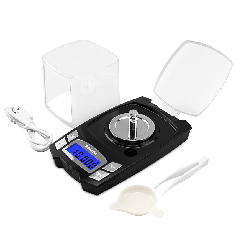 [Australia - AusPower] - NEXT-SHINE Digital Milligram Scale, Mini Pocket Professional Reloading Powder Scale Rechargeable 50g x 0.001g High Precision with 10g Calibration Weights Grams Ounces for Jewelry School Test 