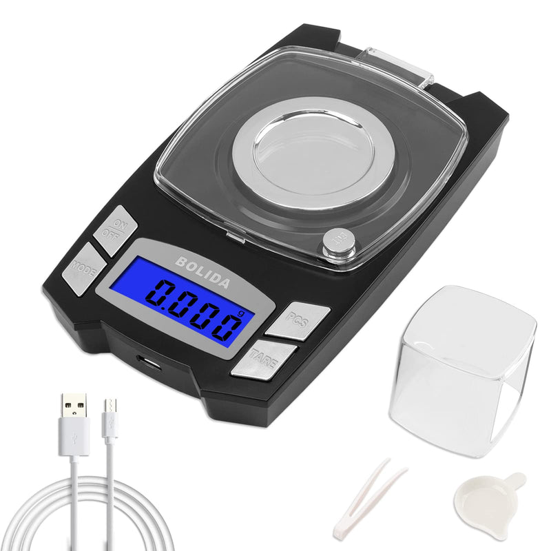 [Australia - AusPower] - NEXT-SHINE Rechargeable Milligram Scale, Mini Digital Pocket Scale 50g x 0.001g, High Precision Reloading Scale with 10g Calibration Weight Grams Ounces for Jewelry School Test 