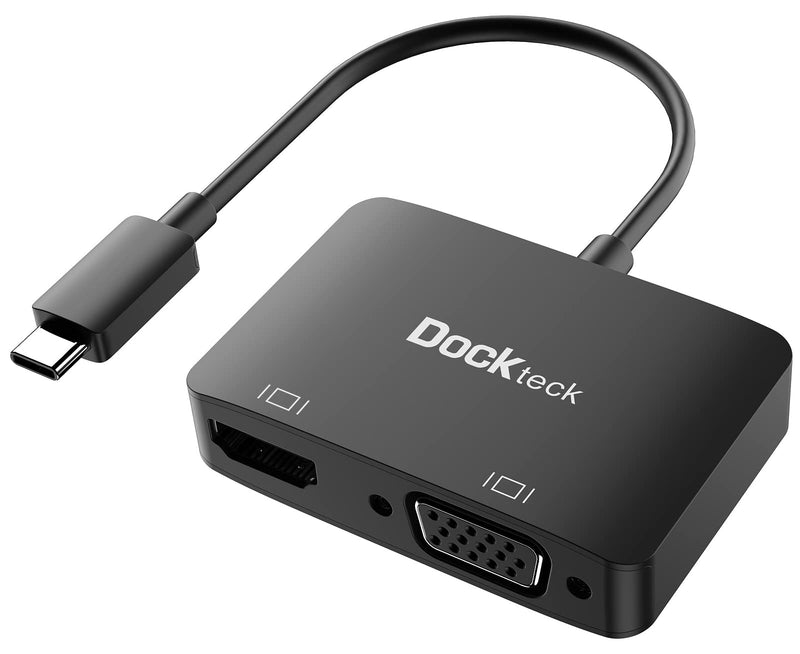 [Australia - AusPower] - USB C Video Adapter, Type C HDMI VGA Adapter 4K@60Hz, USB C VGA Adapter 1080P, Dockteck USB-C VGA Splitter for MacBook Pro/Air, iPad Pro/Air, Chromebook, Surface Pro/Go, Dell Xps, Pixelbook, Galaxy Black-4K@60Hz 
