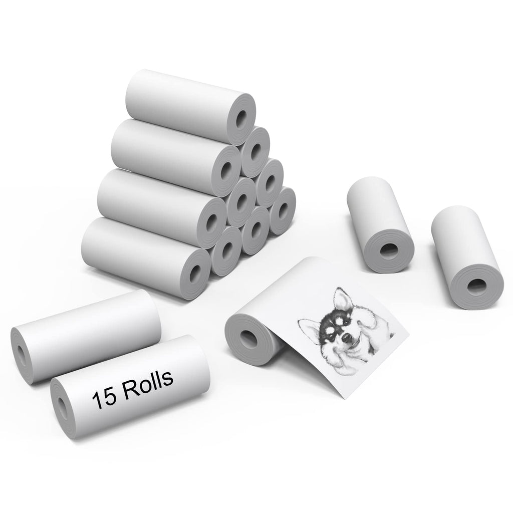 [Australia - AusPower] - 15 Rolls Premium Mini Printer Paper, Regular Thermal Paper Rolls for Mini Pocket Thermal Printer, Receipt Thermal Printer - 57mm x 5.8m, Diameter 25mm, Smooth,Flexible, 10 Years Duration 5.8m/roll X 15 rolls 
