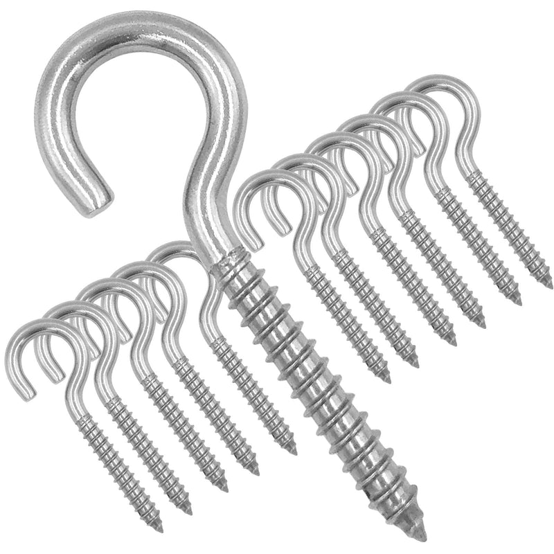 [Australia - AusPower] - 12-Pack 304 Stainless Steel Screw Eyes, Heavy Duty Screw in Eye Hooks Ring for Hammock Stand, Yoga & Brazilian Hammocks, Swing Chair, Indoor & Outdoor, Self Tapping Screws, 3.2 Inches Opening 12-Pack 
