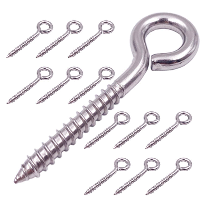 [Australia - AusPower] - 12-Pack 304 Stainless Steel Screw Eyes, Heavy Duty Screw in Eye Hooks Ring for Yoga, Swing Chair, Indoor & Outdoor, Self Tapping, 3.2" 