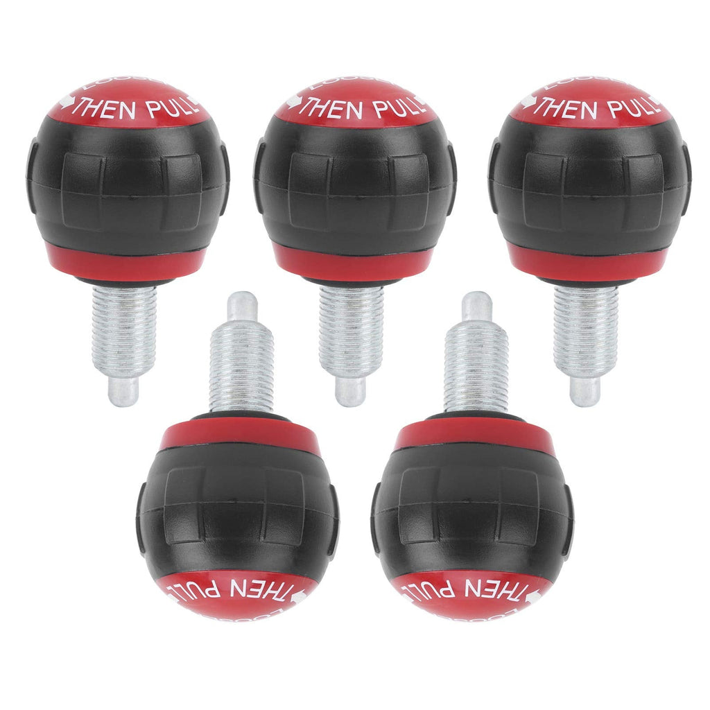 [Australia - AusPower] - 5pcs 50x45mm Fitness Pop Pull Pin Knob Smooth Surface Convenient,Used for Exercise Bikes,Bicycles,Strength Equipment,Fitness Equipment(Black red) 
