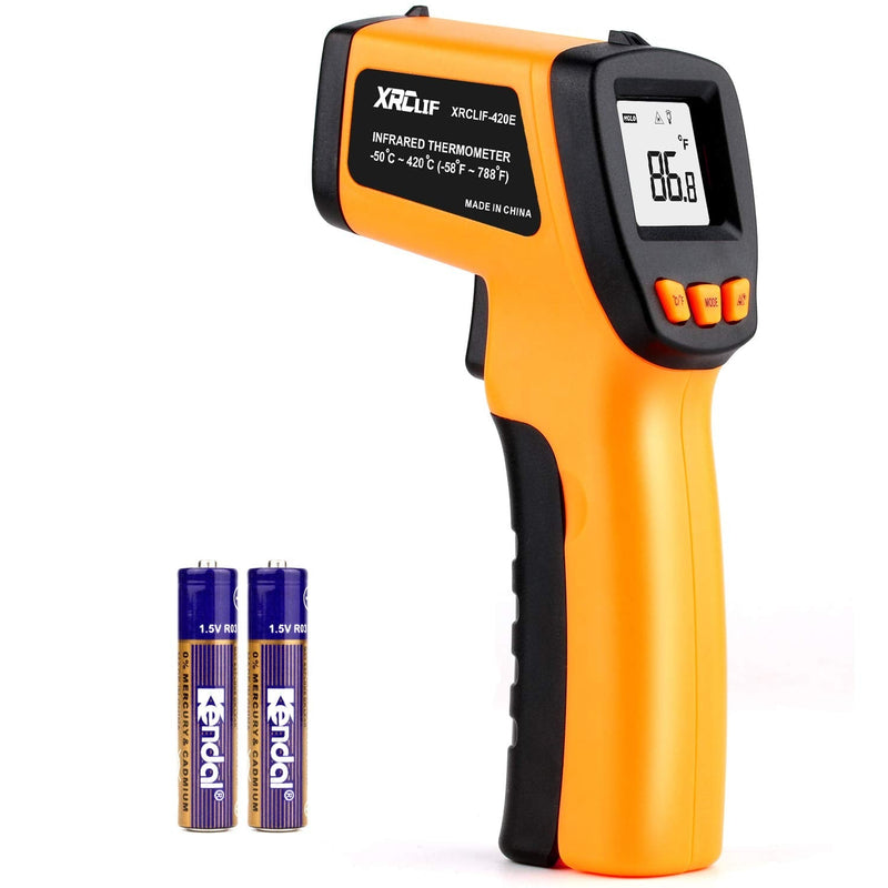 [Australia - AusPower] - Digital Infrared Laser Thermometer Cooking Gun with Adjustable Emissivity -58°F ~ 788°F, Touchless Kitchen Laser Food Thermometer Temp Gun for Soap Candy Making Oven BBQ 