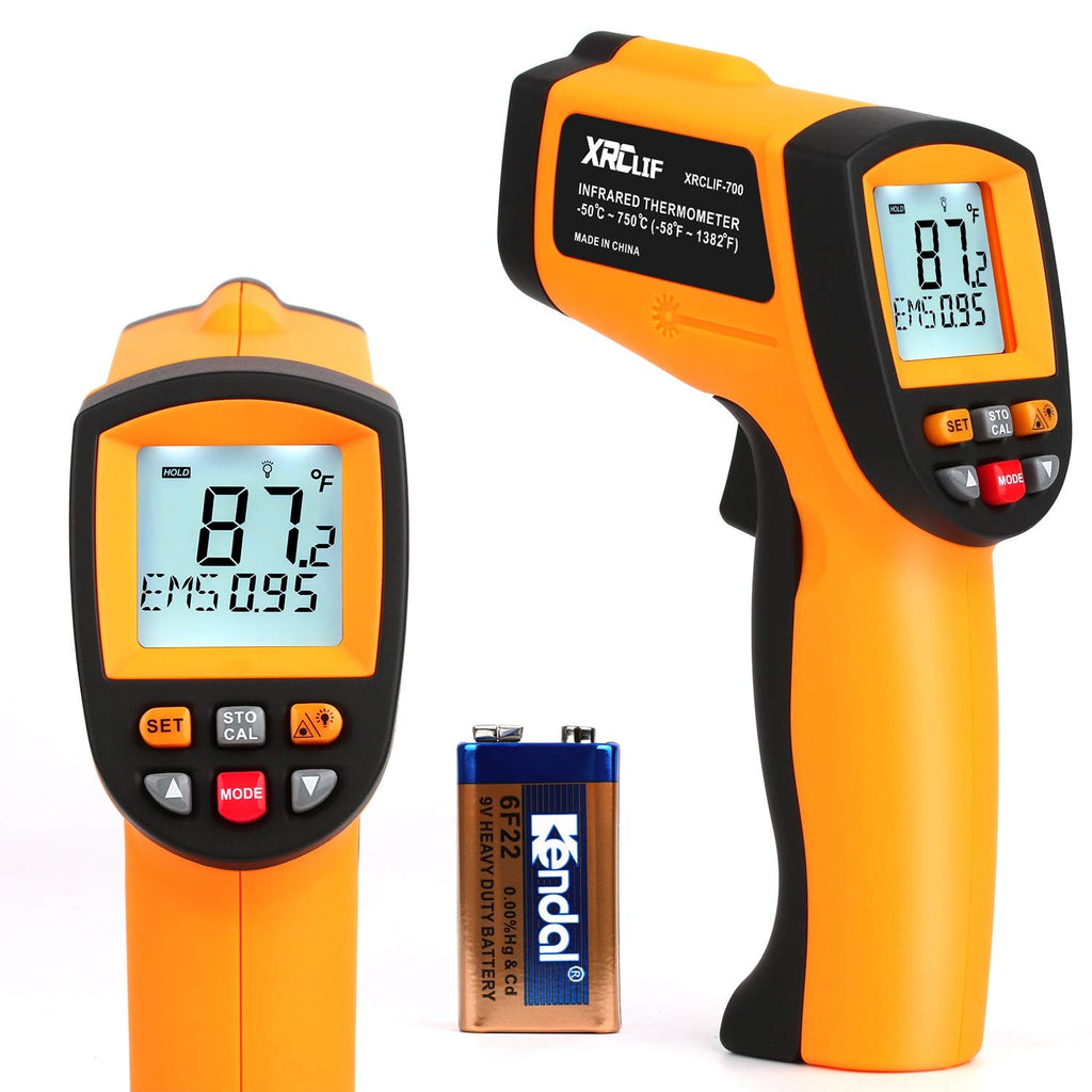 [Australia - AusPower] - Infrared Thermometer Gun for Measuring High Temp -58°F ~ 1382°F, Not for Human Digital Laser Laser Temperature Thermometer Gun with High Low Alarm, Data Storage, Max/Min Measurement 
