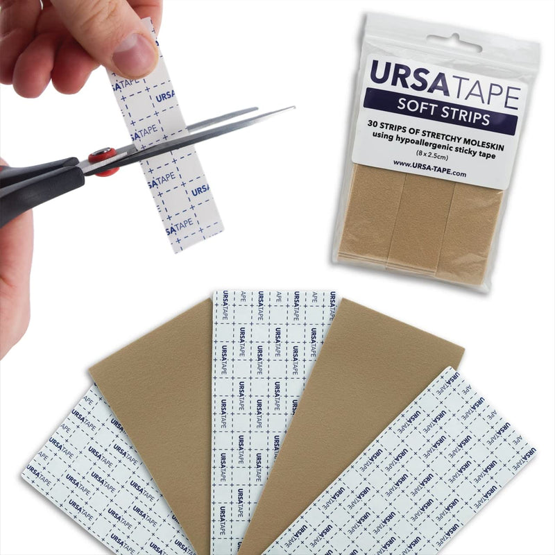[Australia - AusPower] - URSA Tape, Stretchy Moleskin Fabric Tape 30-Pack Strips, Heavy-Duty No-Residue Fashion Tape and Body Tape for Fabric, Shoes, Skin and More, Beige, 8 x 2.5 cm (3.14 x 0.98 inches) Cream 
