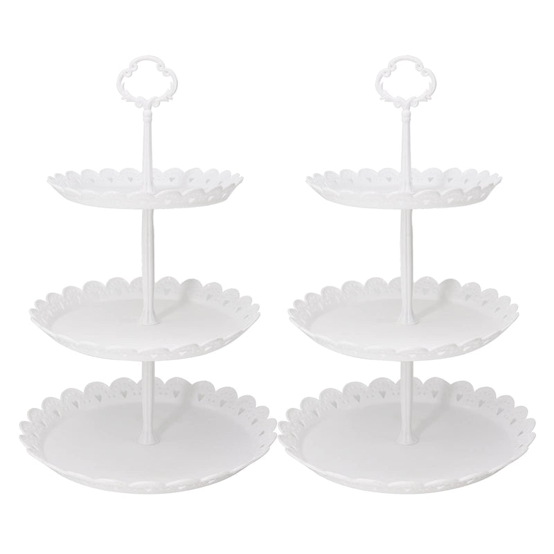 [Australia - AusPower] - 2 Pack 3-Tier Dessert Stands, Cupcake Stand Fruit Plate for Wedding Birthday Christmas Party, White Style 1 