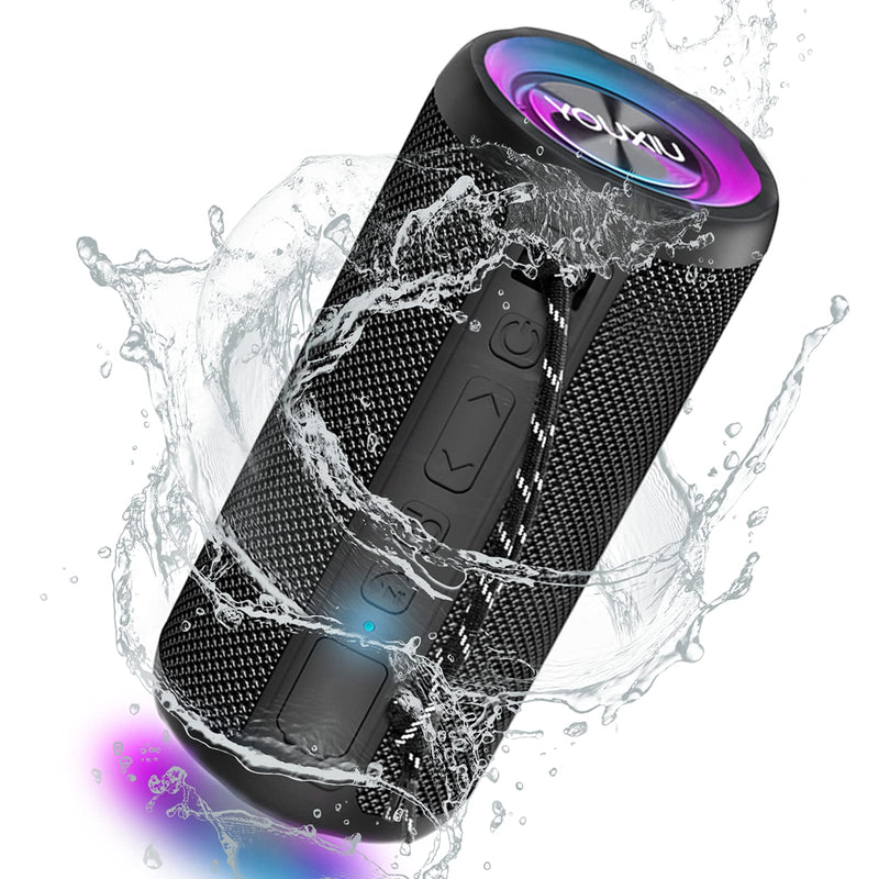 [Australia - AusPower] - YOUXIU Bluetooth Speakers, IPX7 Waterproof Portable Wireless Speaker with 20W Loud Stereo Sound, Outdoor Sport Speakers with Bluetooth 5.0, 20H Playtime, Deep Bass, for Home, Party Black 