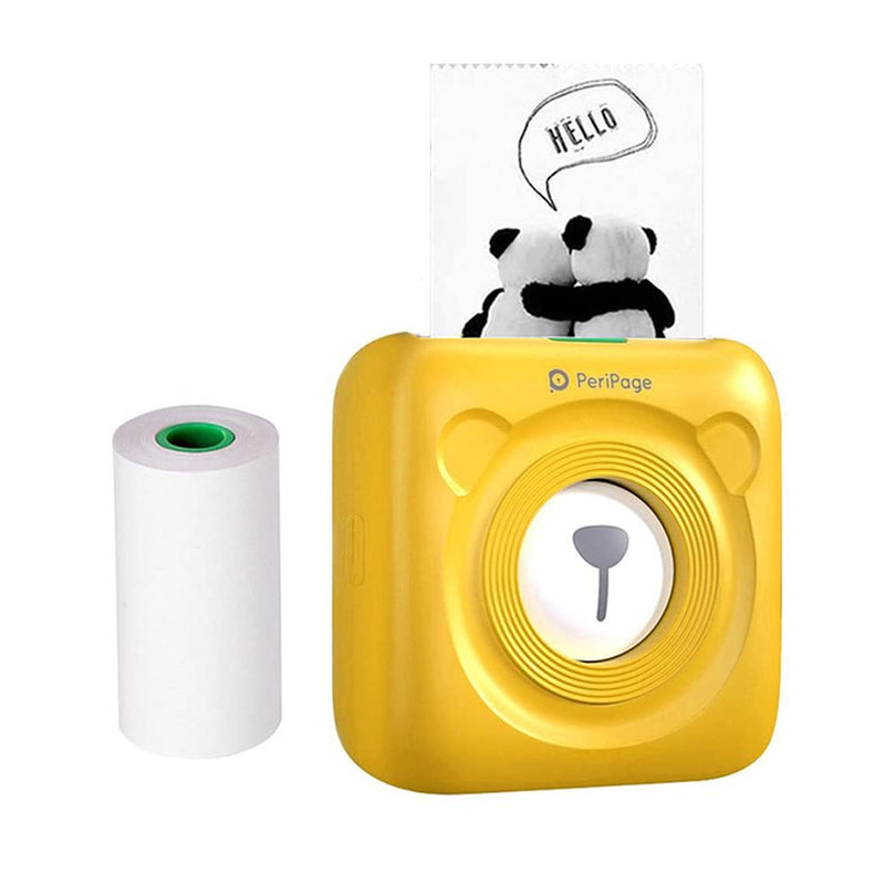 [Australia - AusPower] - Mini Thermal Photo Printer, Wireless Picture Label Memo Receipt Paper Printer with Bluetooth 203DPI, Suitable for Android iOS Window(Yellow) Yellow 