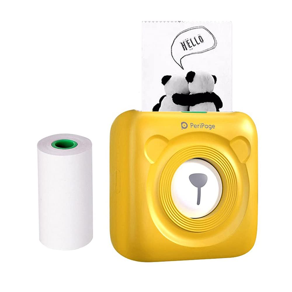 [Australia - AusPower] - Mini Thermal Photo Printer, Wireless Picture Label Memo Receipt Paper Printer with Bluetooth 203DPI, Suitable for Android iOS Window(Yellow) Yellow 
