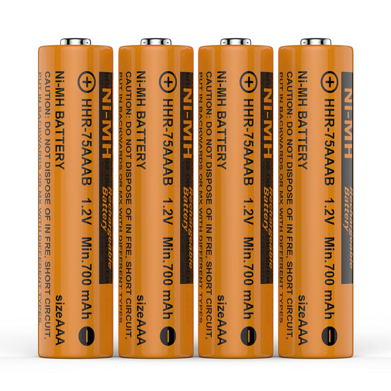 [Australia - AusPower] - 4 Pack 700mAh 1.2V AAA Rechargeble Battery,HHR-75AAABU NI-MH Replacement Battery for Pasonic Cordless Phones 700mah-4pack 