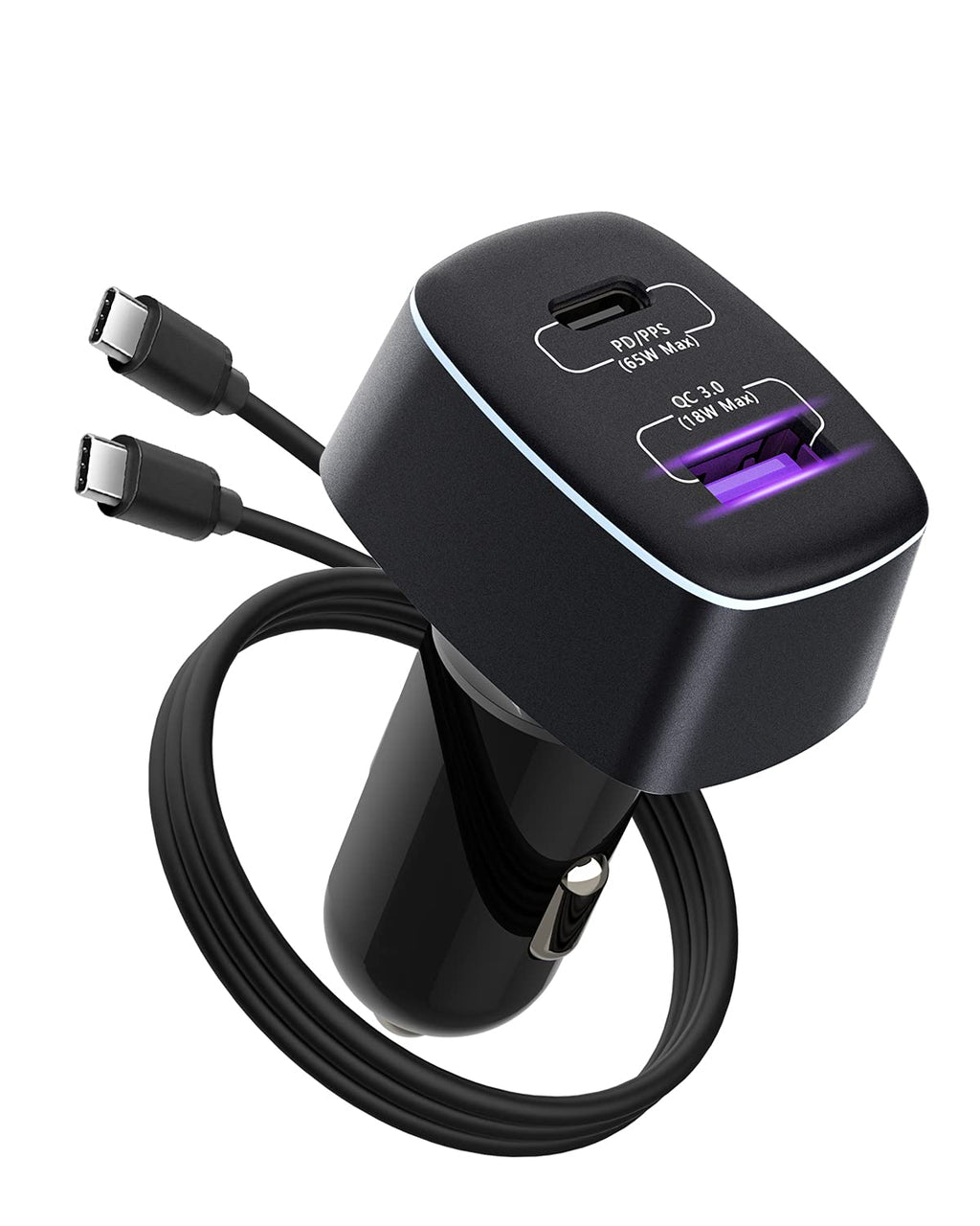 [Australia - AusPower] - Car Charger USB C 83W, 65W Type C PD3.0 and 18W QC3.0 Dual Port Fast Car Charger Adapter for iPhone 12, Samsung Galaxy, iPad Pro, Pixel, MacBook, Surface Book 3 2 Laptop 4 3 Pro X 7(with 3A Cable) 