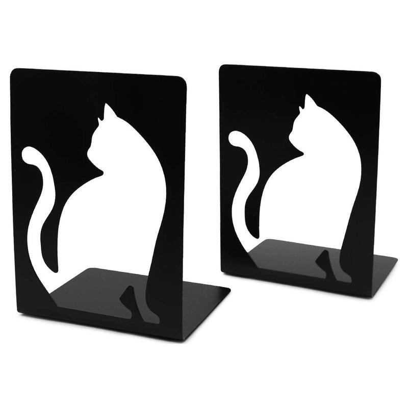 [Australia - AusPower] - Unique Hollow Out Design Cat Bookends Student Book Ends Metal Office Desk School Library Decoration Bookshelf Book Organizer for Christmas Birthday Gift 