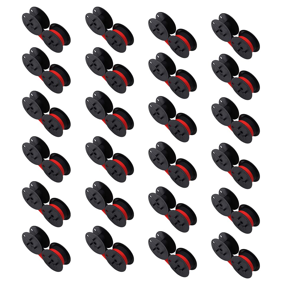 [Australia - AusPower] - 24-Pack Compatible with GR24 Porelon 11216 Universal Twin Spool Calculator Ribbon Replacement for Nukote BR80c,Sharp El 1197 P III,Dataproducts R3027 (1 3/8" of Spool Diameter, 1/2" Wide, Black/Red) 