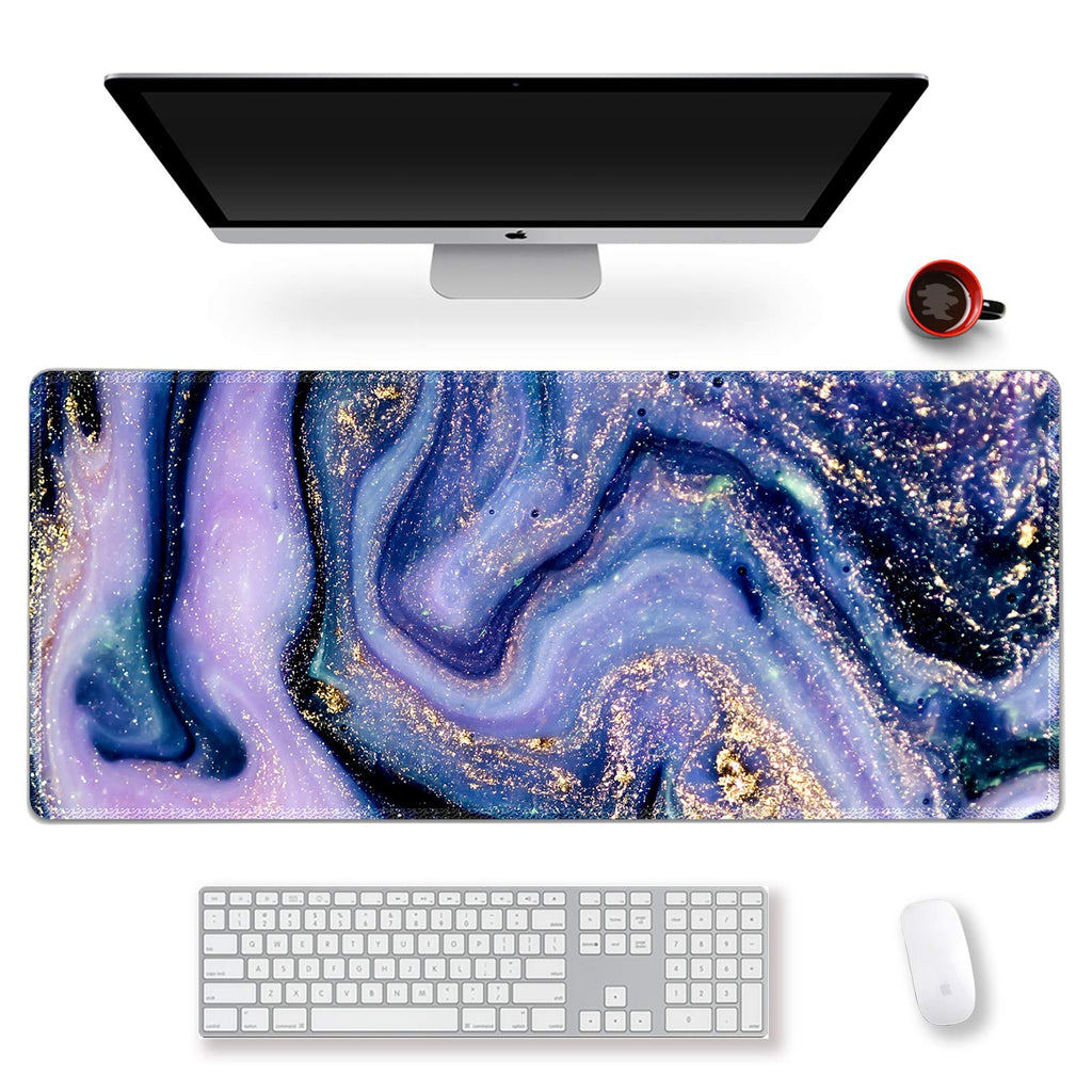 [Australia - AusPower] - Extended Gaming Mouse Pad XXL ArtSo Large Keyboard Mat Long Mousepad Desk Decor Writing Pad Non Slip Rubber Base Stitched Edges for Work, Game, Office, Home, 35.1" x 15.7" , Purple Marble 