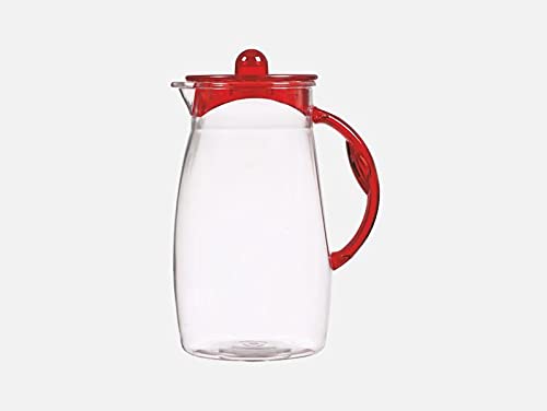 [Australia - AusPower] - Large Acrylic Clear Plastic Pitcher, with Lid & Spout BPA-Free and Shatter-Proof, Great for Iced Tea, Sangria, Lemonade, and More Cool Red Handle & Lid (84 oz.) (2.5 Lt.) (1, red) 1 