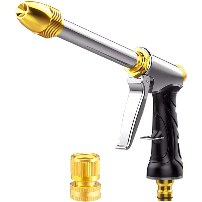 [Australia - AusPower] - Upgrade Water Hose Nozzle Long Rod Garden Hose Nozzle Heavy Duty metal Brass sprayer 360° Rotaing spray gun for car wash, Plants and Lawn,Patio Gardening, Pets Shower Hose Nozzle + Quick Connector 
