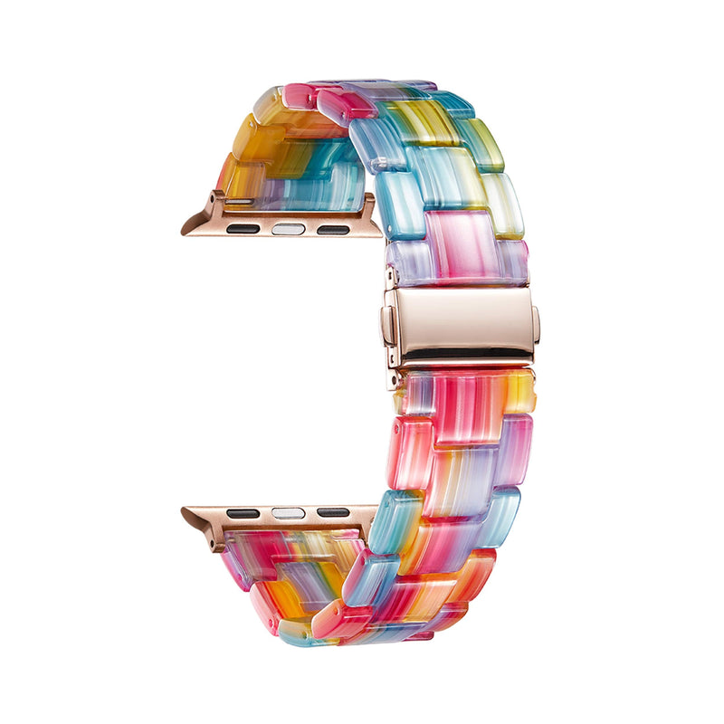 [Australia - AusPower] - Resin Smartwatch Bands Compatible with Apple Watch Series 1/2/3/4/5/6, SE/Nike/Sport/Hermes/Edition 38mm 40mm /42mm 44mm Skin-Friendly Resin iWatch Bands in 14 Colors for Men Women Rainbow 38mm/40mm 