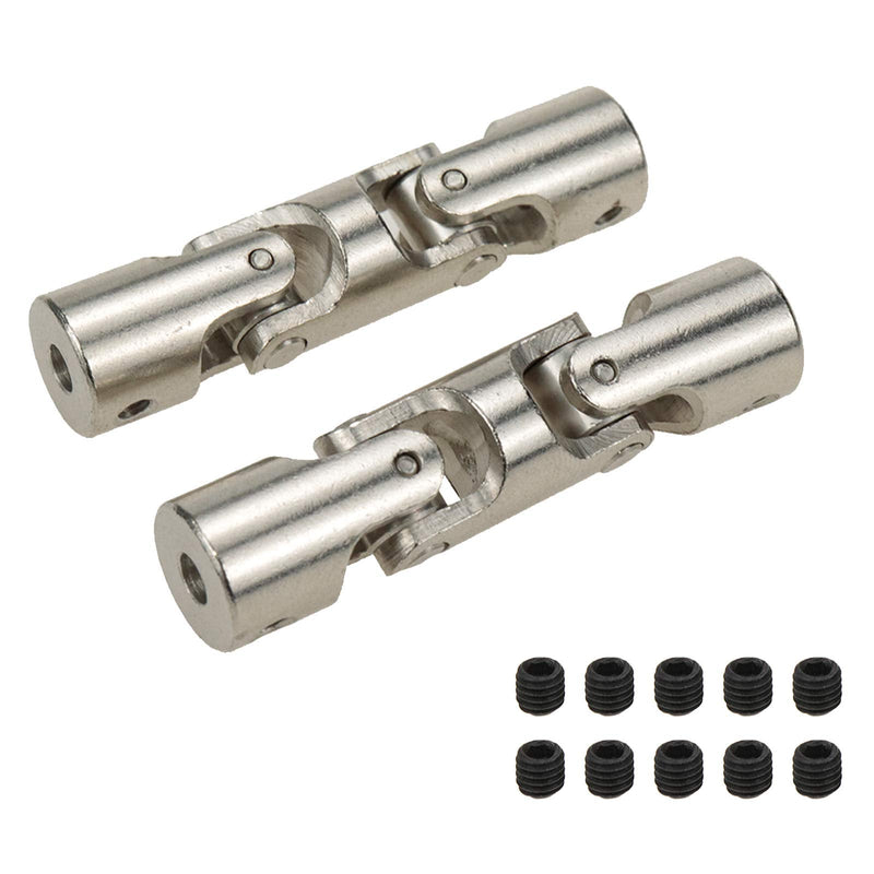 [Australia - AusPower] - Autoly 4mm to 4mm Inner Bore Diameter Rotatable Universal Joint Coupling Shaft Metal Flexible Shaft Coupler for RC Robot Boat Car Motor, with Screws(2 Pack) 